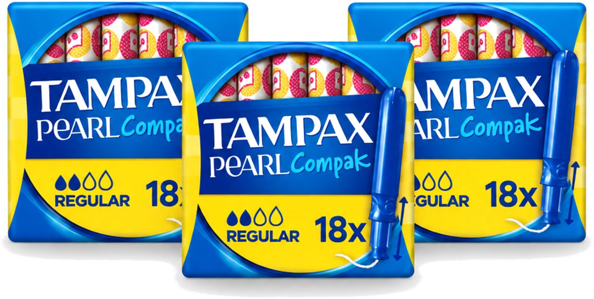 3 x Tampax Pearl Compak – Tampons – Regular - Voordeelverpakking - 3 stuks