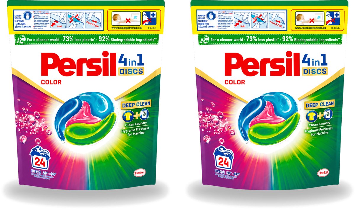 2 x Persil - Wasmiddelcapsules - 4-In-1 Discs - Gekleurde Was - 24 Wasbeurten - Voordeelverpakking - 2 stuks