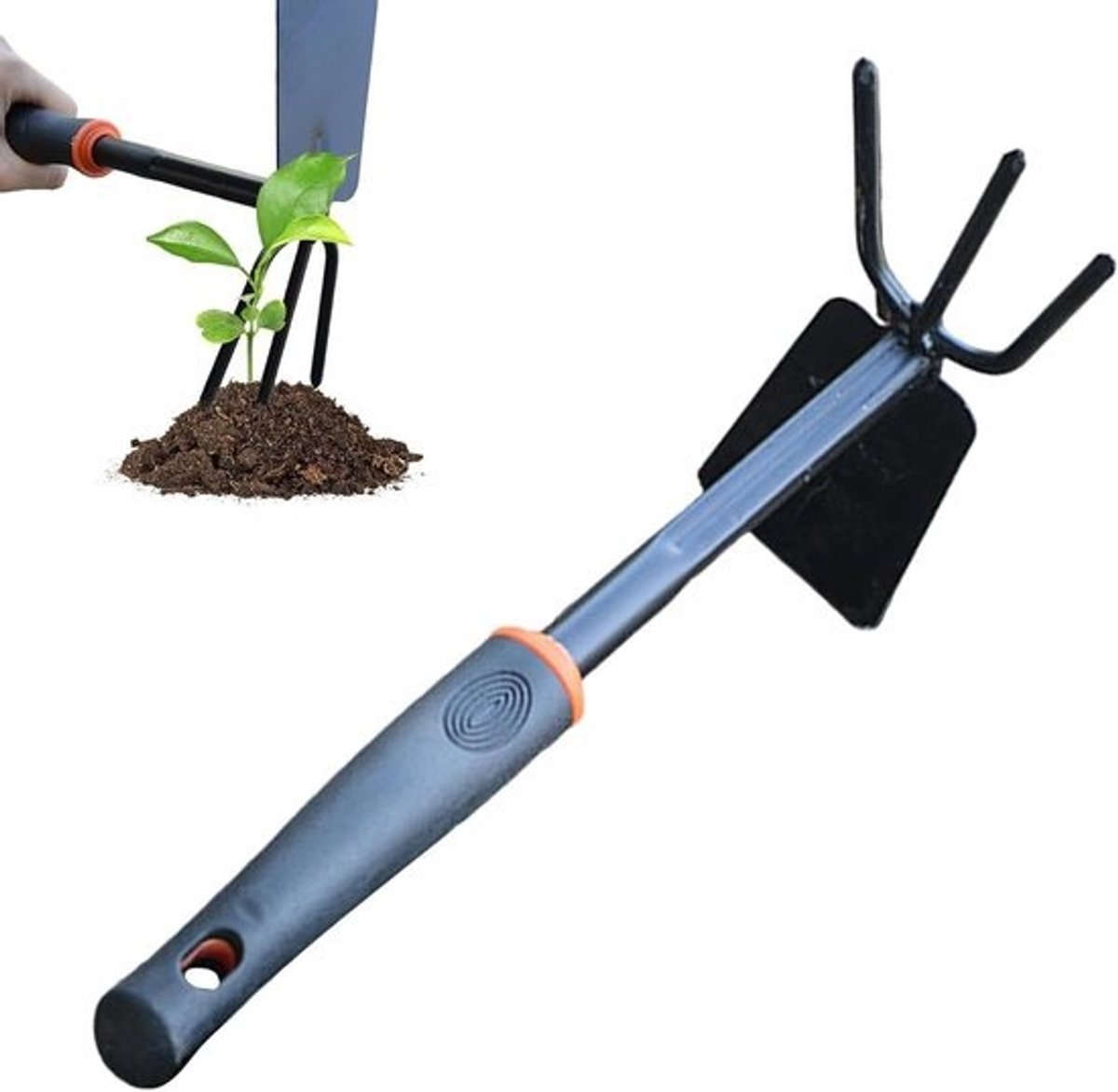 Tuinschep - Handgereedschap - voor de tuin - Grond bewerken - Ergonomische grip - 35 cm - Zwart