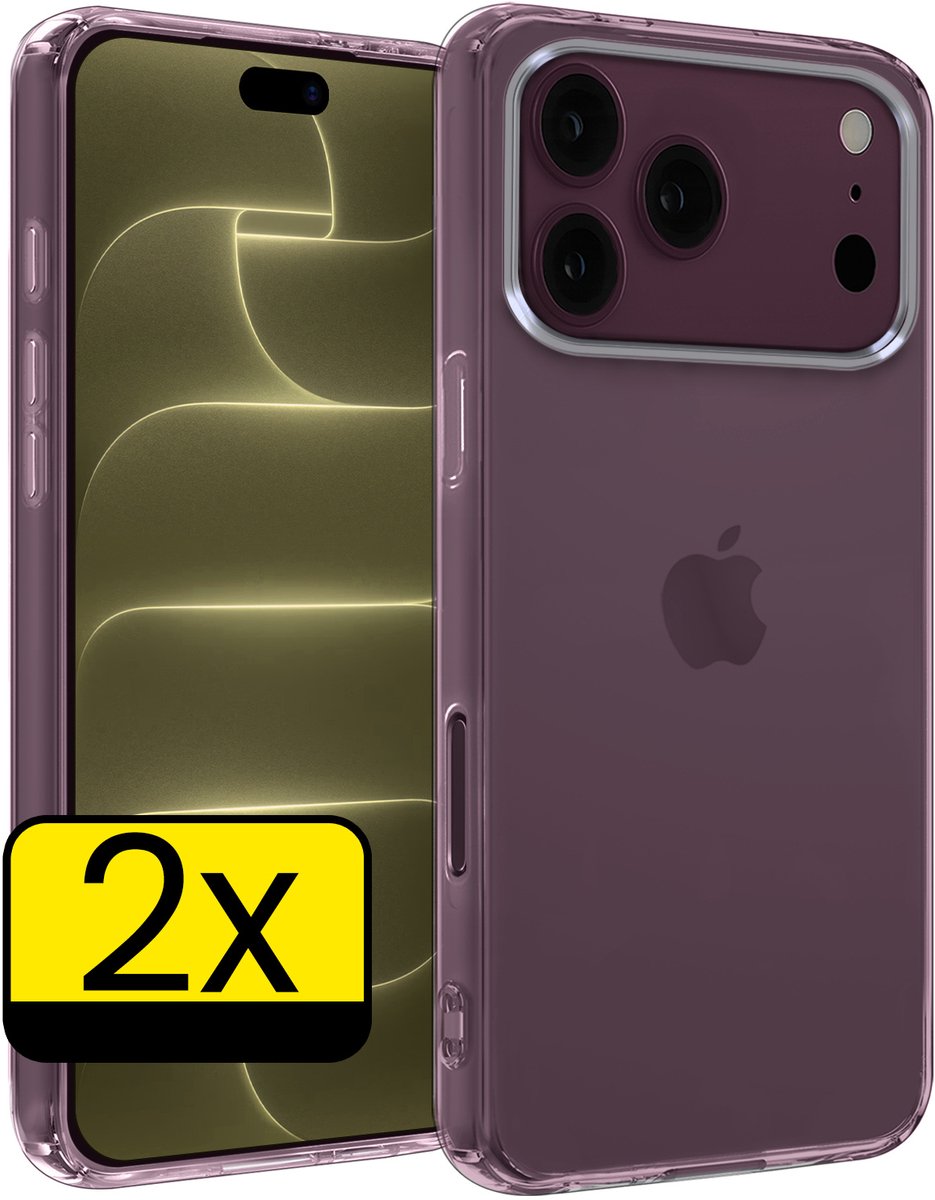 Hoesje - 2 Stuks - Geschikt voor Apple iPhone 18 Pro - Sterk & Shockproof - Case Siliconen - Back Cover - Telefoon Hoes - Telefoonhoesjes - Transparant