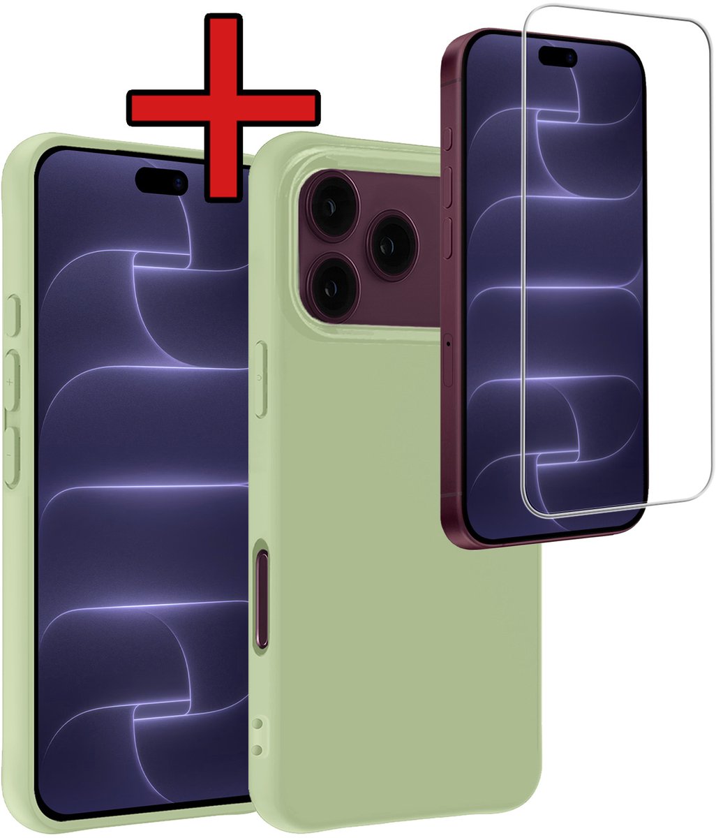 Hoesje - Met Screenprotector - Geschikt voor Apple iPhone 18 Pro Max - Sterk & Shockproof - Telefoon Hoes - Back Cover - Siliconen Case - Telefoonhoes - Groen