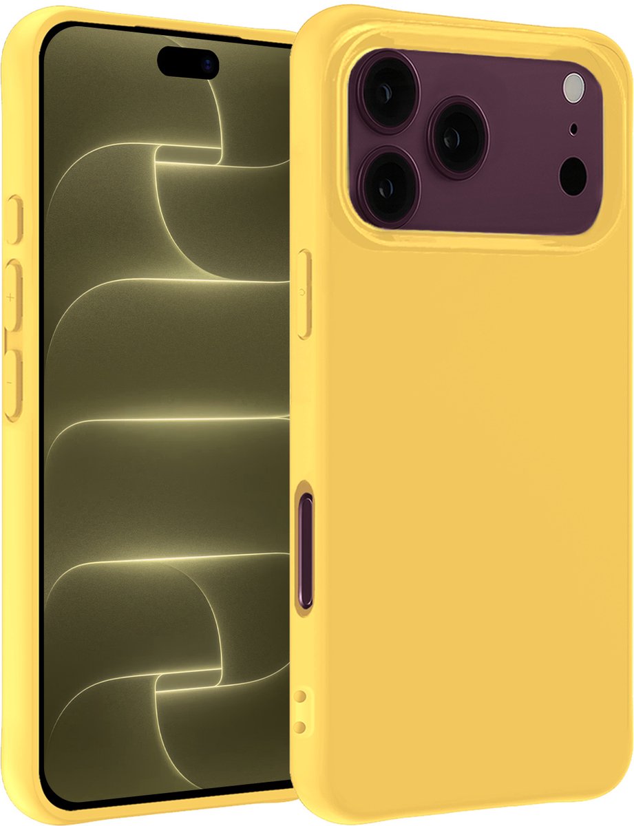 Hoesje - Geschikt voor Apple iPhone 18 Pro - Sterk & Shockproof - Hoes Cover - Siliconen Case - Telefoonhoesjes - Geel