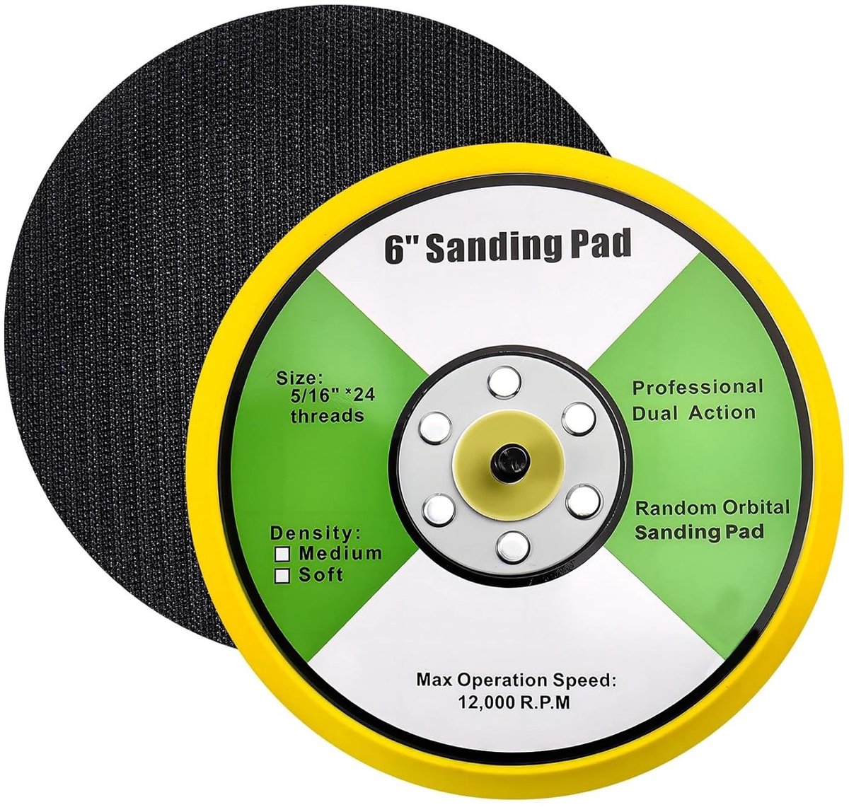 6 inch backing plate PSA DA sander back plate 5/16"-24 thread sanding pad for orbital sander and DA sander for - ShopVlot