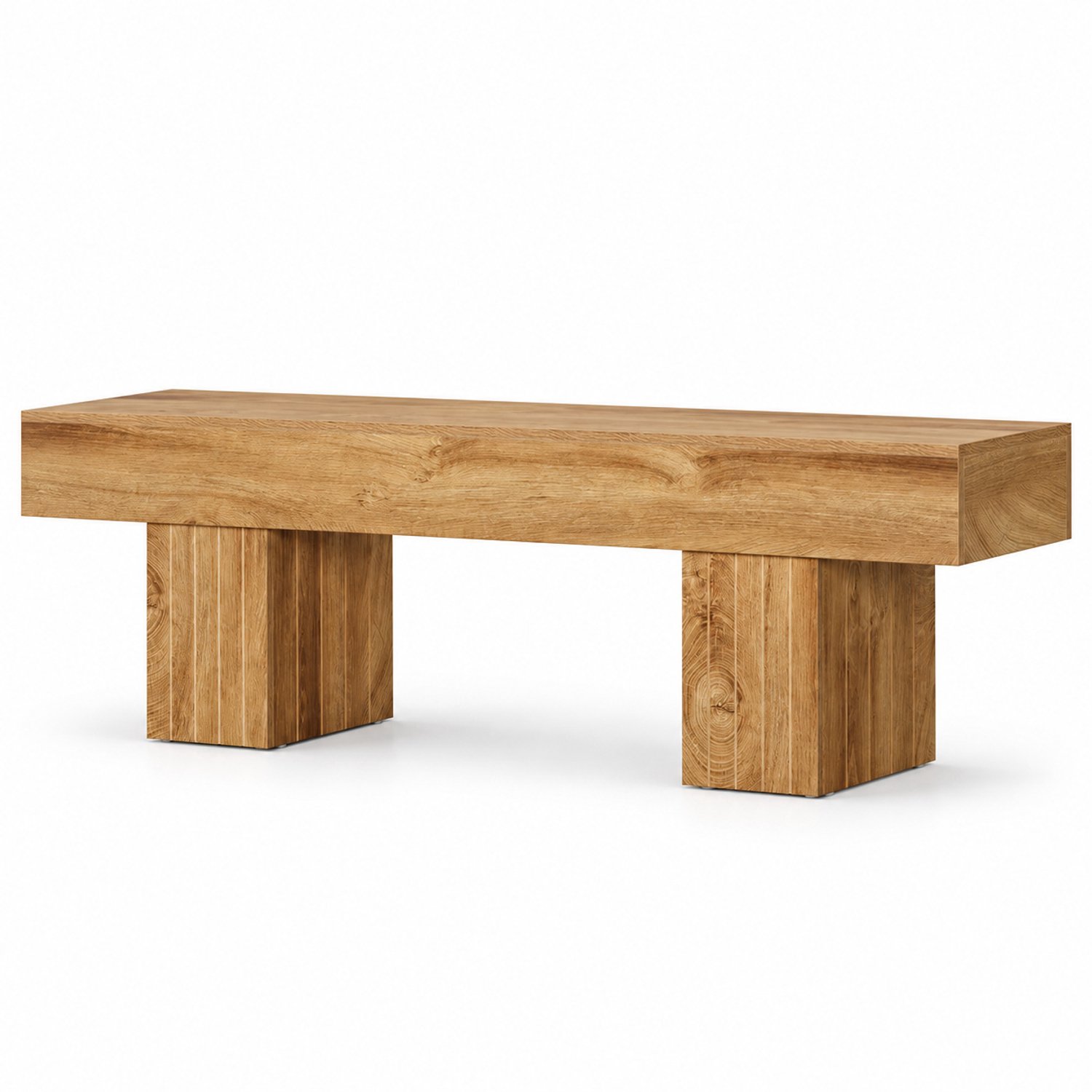 DMG Supply Eetkamerbank 140 cm – Houten Zitbank met Dikke Zitting en Brede Blokpoten – Keukenbank, Halbank of Bedbank – Bruin