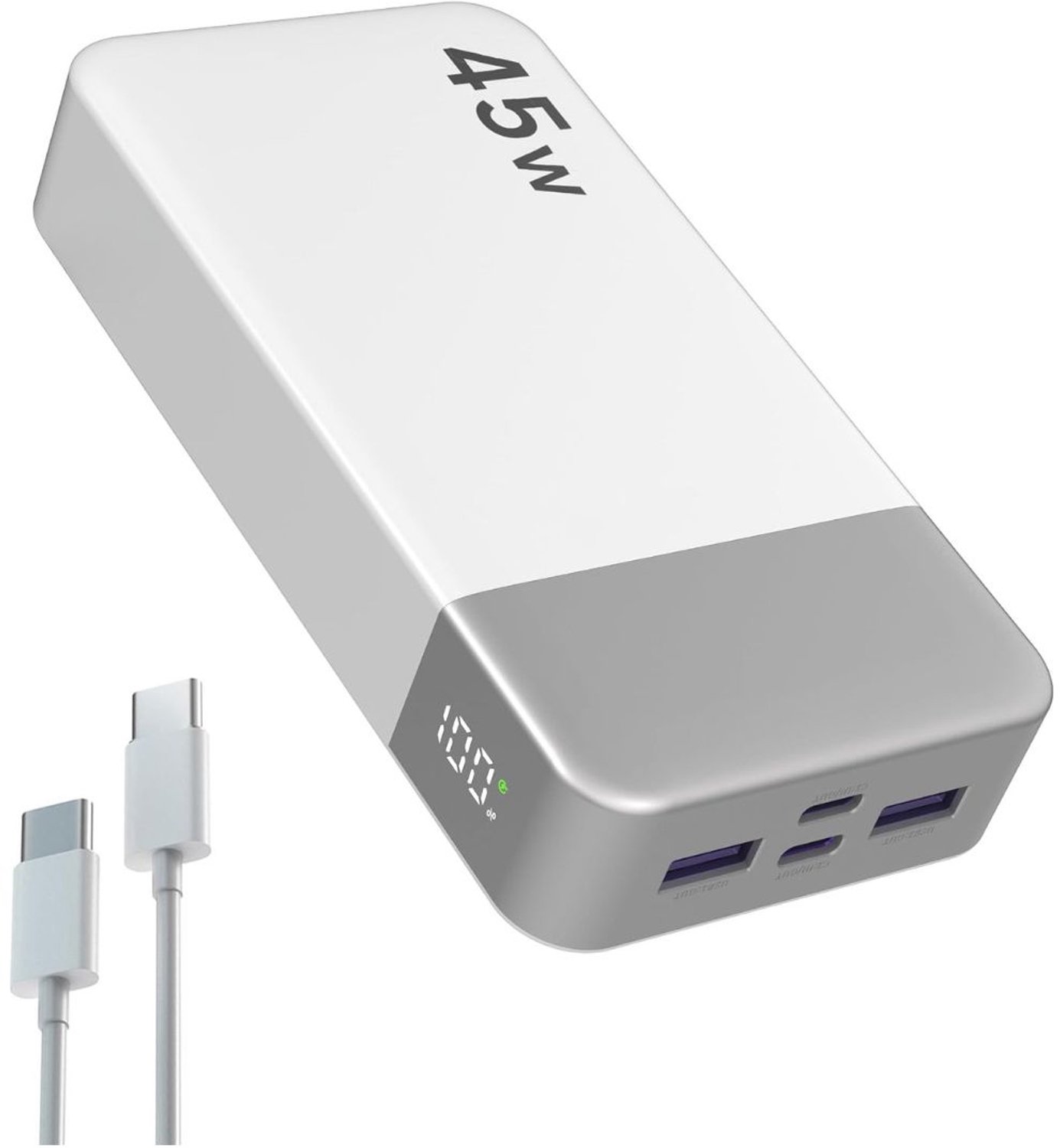 KLS® Powerbank - Snellader Powerbanks - Powerbank 20000 Mah - Wit - 14cm x 7cm x 3cm