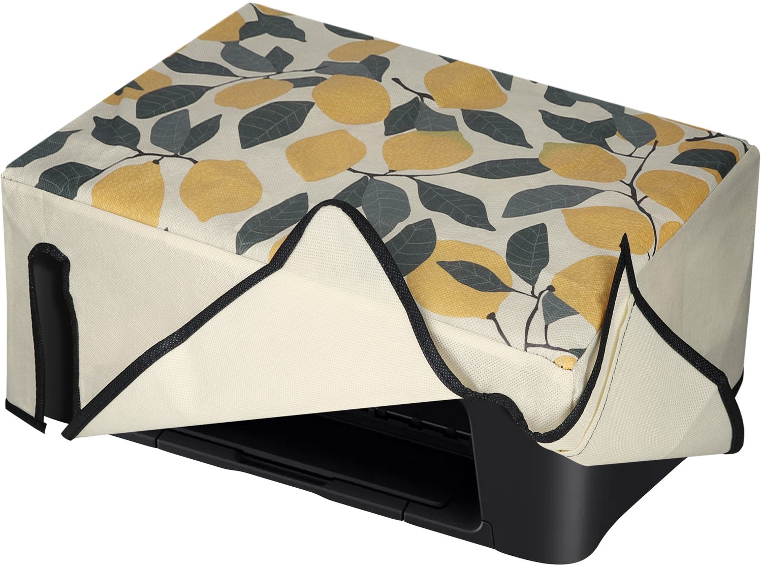 kwmobile hoes geschikt voor Canon PIXMA TS3550i / TS3551i - Beschermhoes voor printer - Cover in geel / groen / beige - Citroenboom design