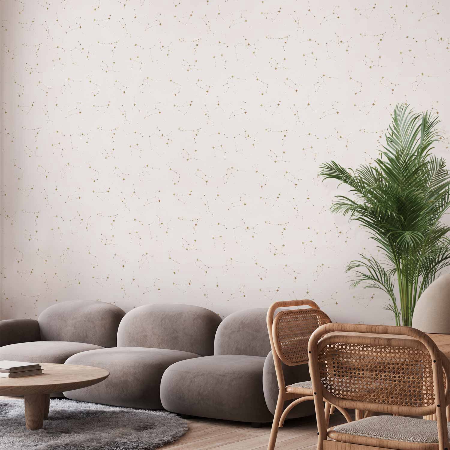 Behang - Star Map - Delicate Constellations in Warm Shades.