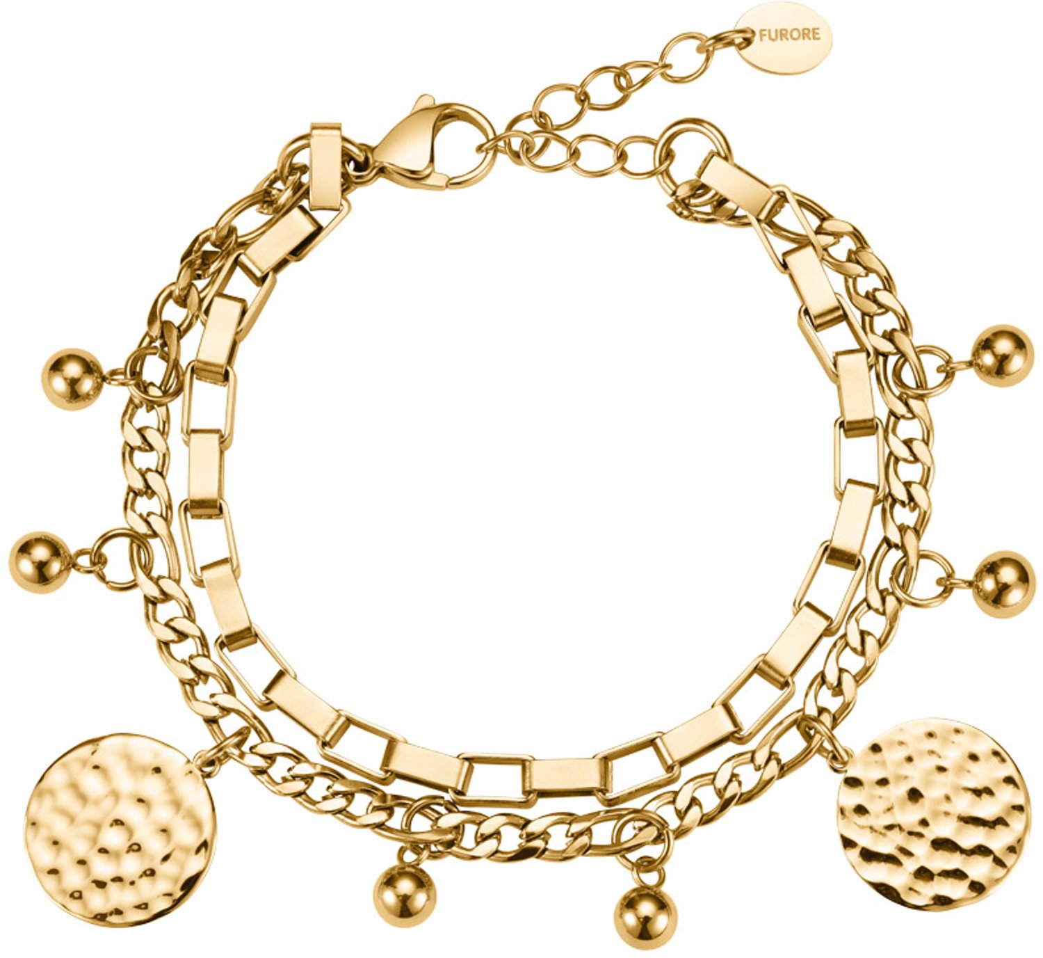 Furore - Dames Armband Charms - Goud - Lengte 17 tot 21 cm