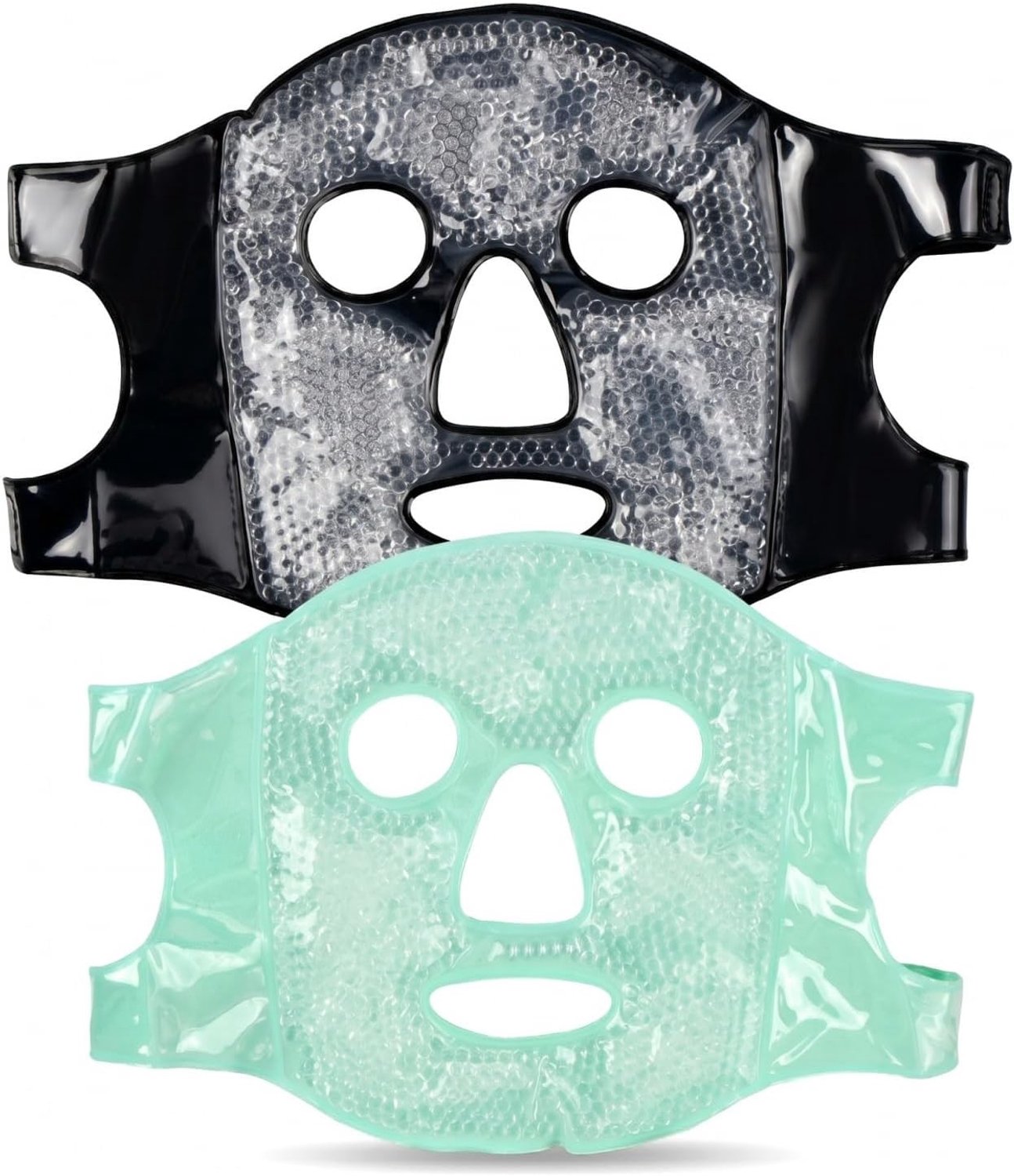 Koud Gezichtsmasker - Zwart en Groen - 20 x 17 cm - Dubbelzijdig Herbruikbaar voor Warmte- en Koudetherapie - Voor Iedereen