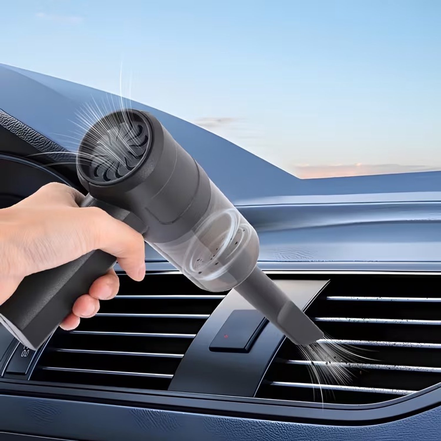 Vrients Essentials Krachtige Mini Stofzuiger - Auto of Thuis - Draadloos - Zuigen & Blazen - Mini Kruimeldief Snoerloos - Perslucht Stofreiniger Luchtblazer - Autostofzuiger Oplaadbaar - Car Vacuum Cleaner Zwart