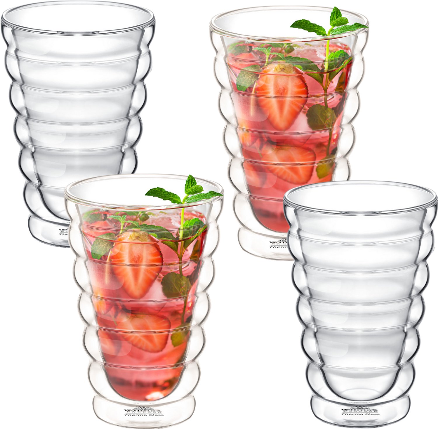 Wilmax Dubbelwandig Thermoglas 300 ml 4-delige set WL-888417/A4