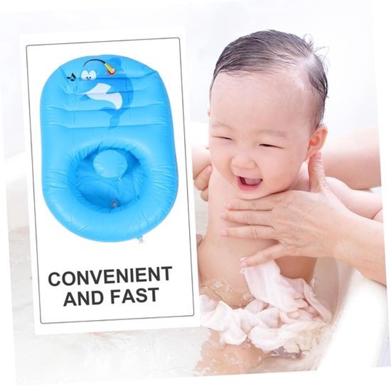 Opblaasbaar babybadje - Draagbaar badje - Om je baby in te baden - Duurzaam plastic - 85 x 45 x 15 cm - Hemelsblauw — afbeelding 3