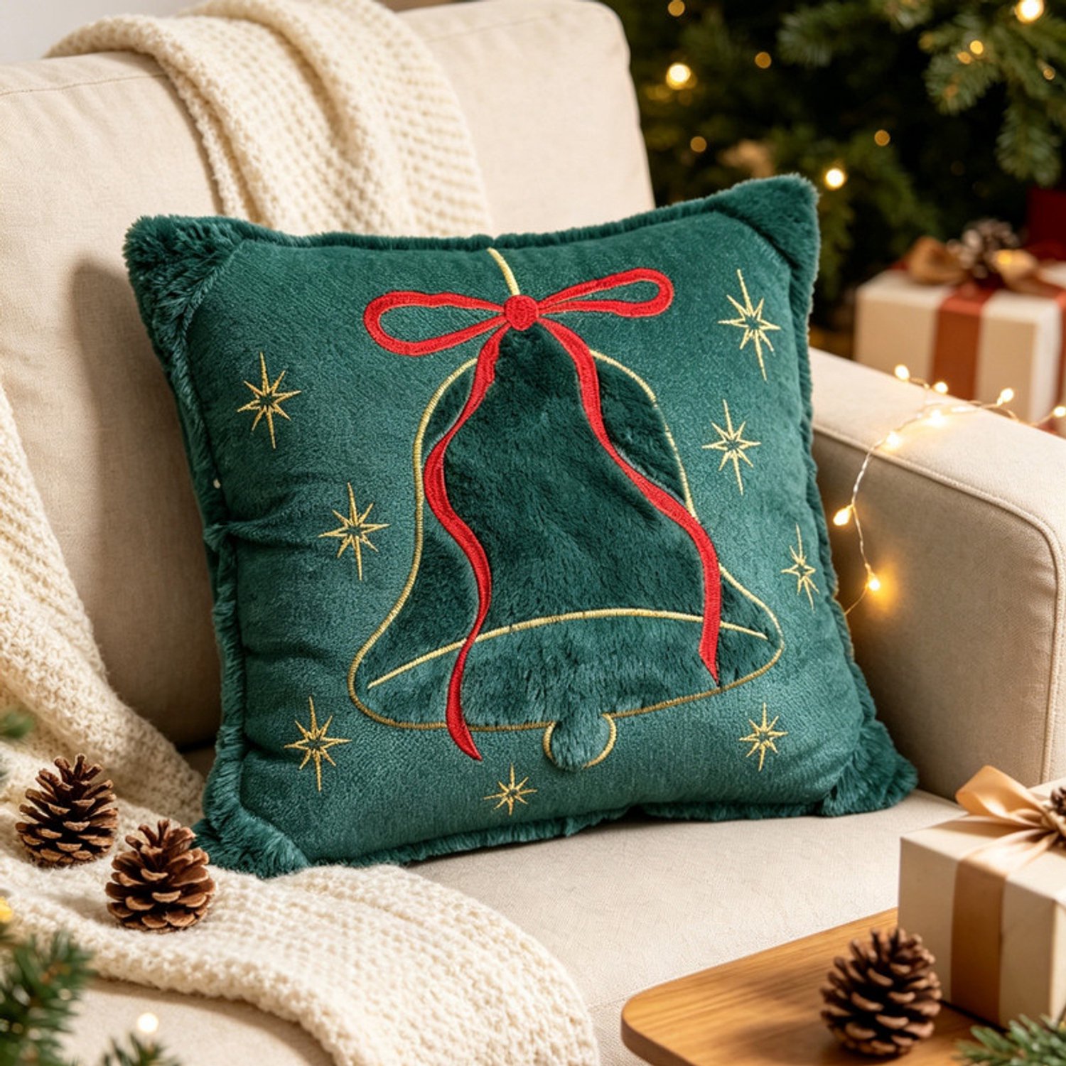 Set van 2 Kussenhoezen (45x45 cm)-Sierkussen Kussen-Exclusief binnenkussens-Sierkussenhoes -Kussenhoes met kerstthema–geschikt voor banken, woonkamers en interieurdecoratie om een feestelijke sfeer te creëren-Geschikt voor Kerstmis en Sinterklaas – foto 4