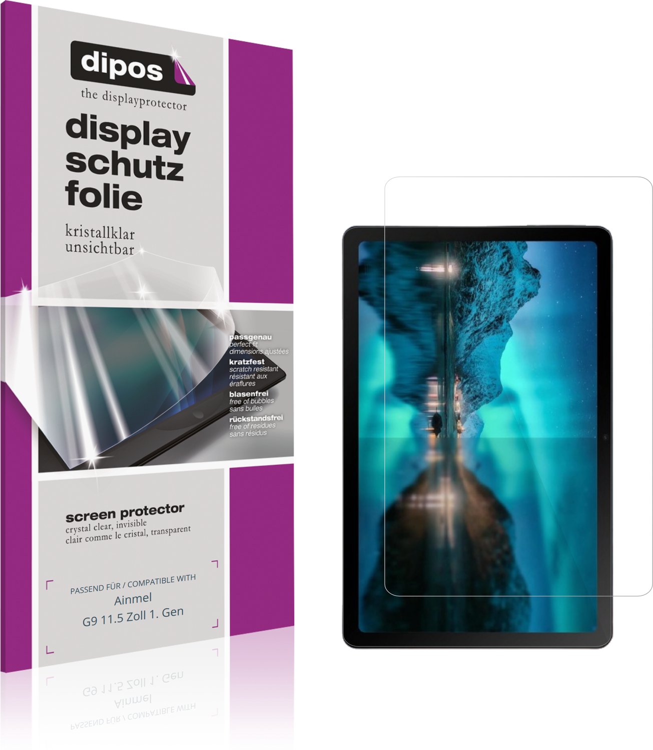 dipos – 2x Beschermfolie geschikt voor Ainmel G9 11.5 Zoll 1. Gen | Krasbestendige & heldere Screenprotector Ultra-Thin