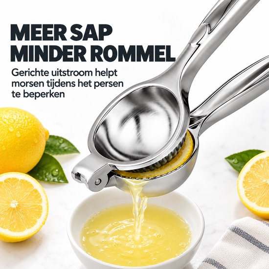 Montzys® Citroenpers RVS - Handmatig te Bedienen Citruspers, Limoenpers & Fruitpers - Pers voor Citroen & Limoen - Vaatwasserbestendig Keukengerei van Montzys — afbeelding 4