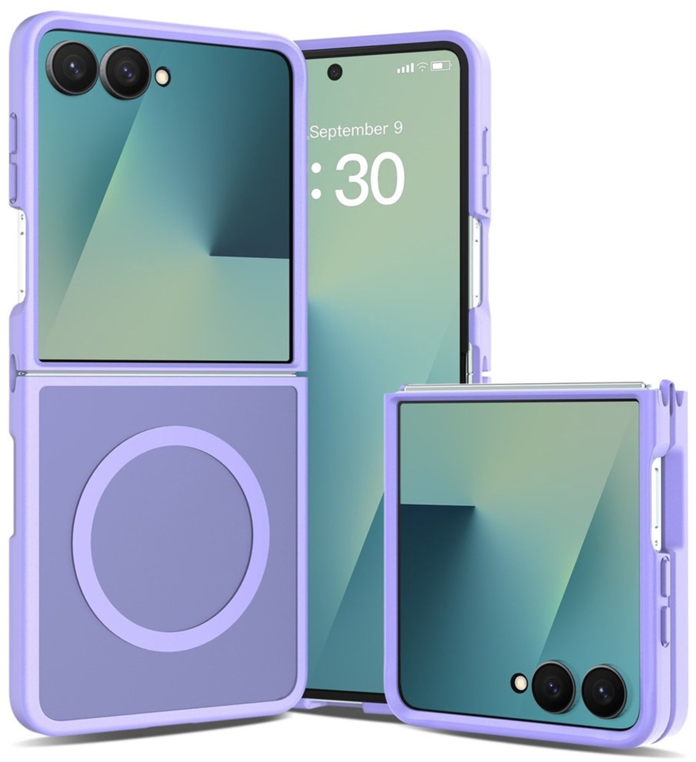 Casety Geschikt voor Samsung Galaxy Z Flip 8 slank backcover hoesje met magnetisch ondersteuning - Lila