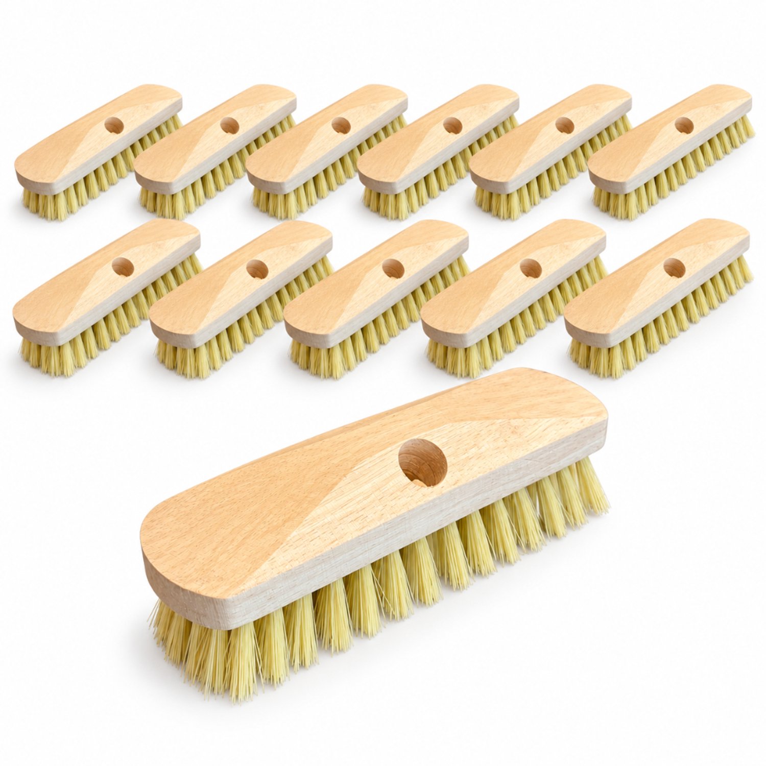 Anker Luiwagens - Doos van 12 stuks - Luiwagen 23 cm - Schrobborstel, Schrobber en Vloerborstel - Houten Borstelkop - Zonder Steel