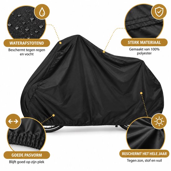 DIVERZA Fietshoes – Fietsbeschermhoes – Waterdicht, Windbestendig & UV-bestendig – 200 × 70 × 110 cm – Zwart — afbeelding 3