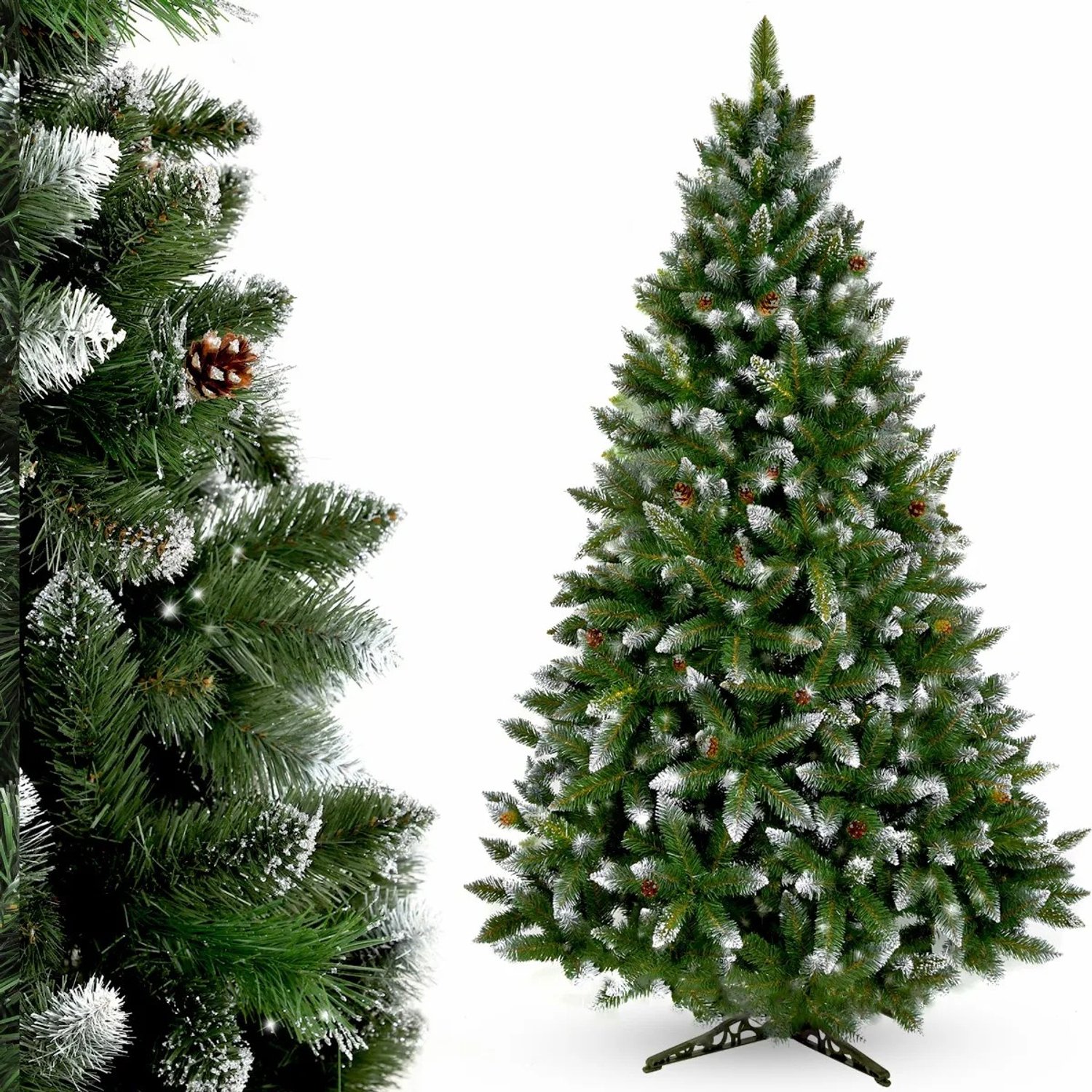 Atlasyx kerstboom - Kerstversiering - Kunstkerstboom - Kerst decoraties - Besneeuwd - Diamantlook - Stabiele Basis - 220 cm