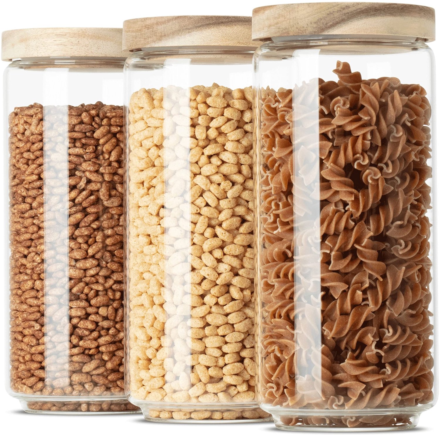 Famanu – Voorraaddozen van glas met deksel set (3-delig) van borosilicaatglas, stapelbaar en luchtdicht, voorraadpotten voor levensmiddelen, groot en klein, 1000 ml
