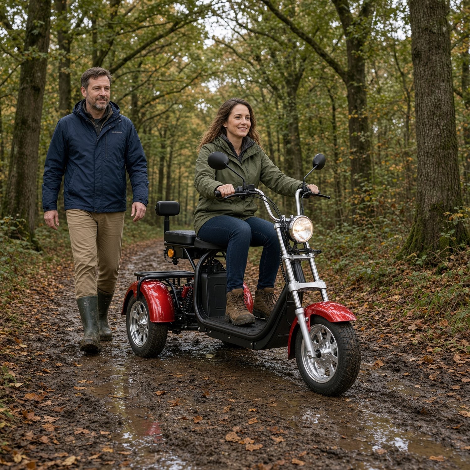 Eco Wielen E-Trike – Elektrische driewielscooter voor 2 personen – 2000 W – Uitneembare accu 20 Ah – Achteruitrijfunctie – foto 3