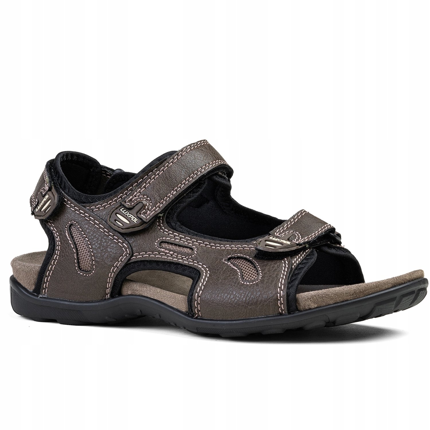 Luxpol Heren Sandalen Echt Leer Ademend & Lichtgewicht Bruin