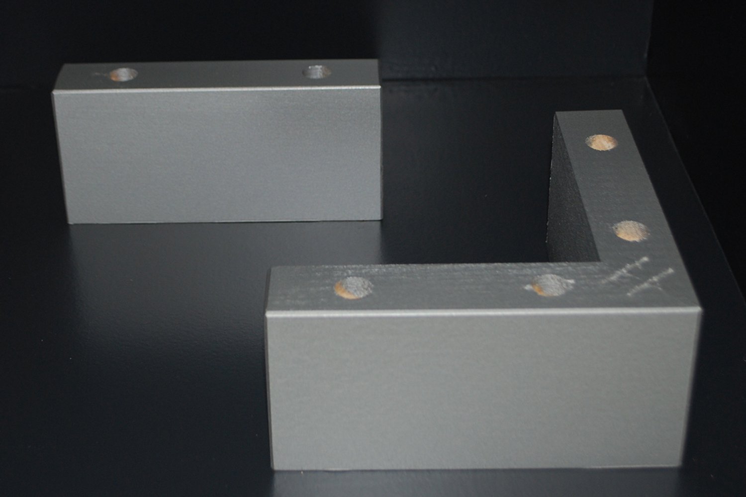 Hoekpoten set 6 stuks, hout, 7 cm, Alu-grijs - L-poten - boxspringpoten