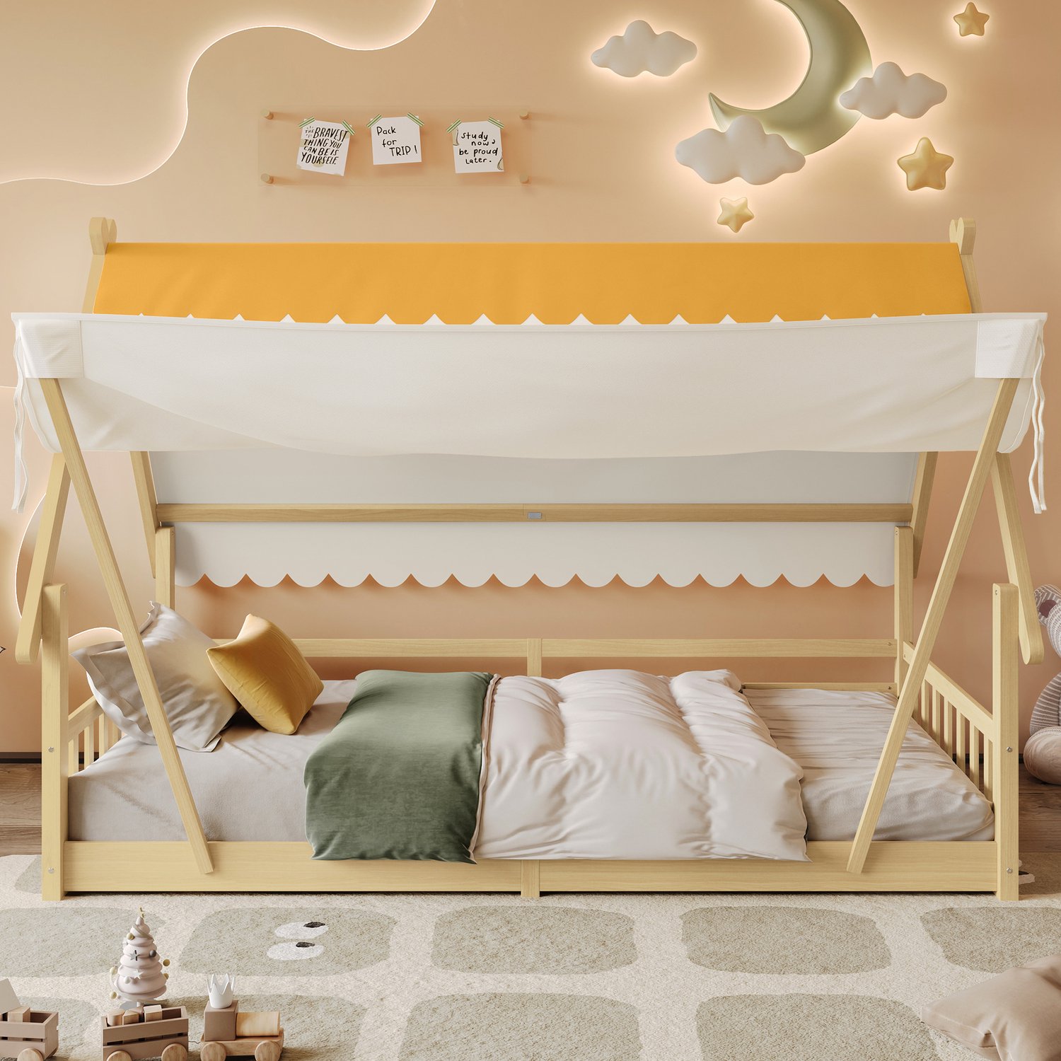 Kinderbed 90x200 cm - afneembare bedtent - veiligheidshekken