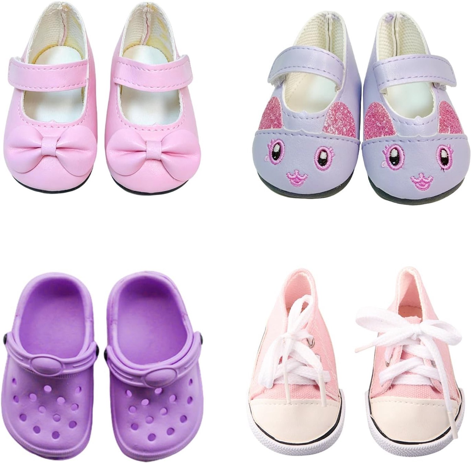 Kleurrijke Schoenen Set voor Poppen van 14-18 Inch, 4 Paar Accessoires voor Speelgoedpoppen