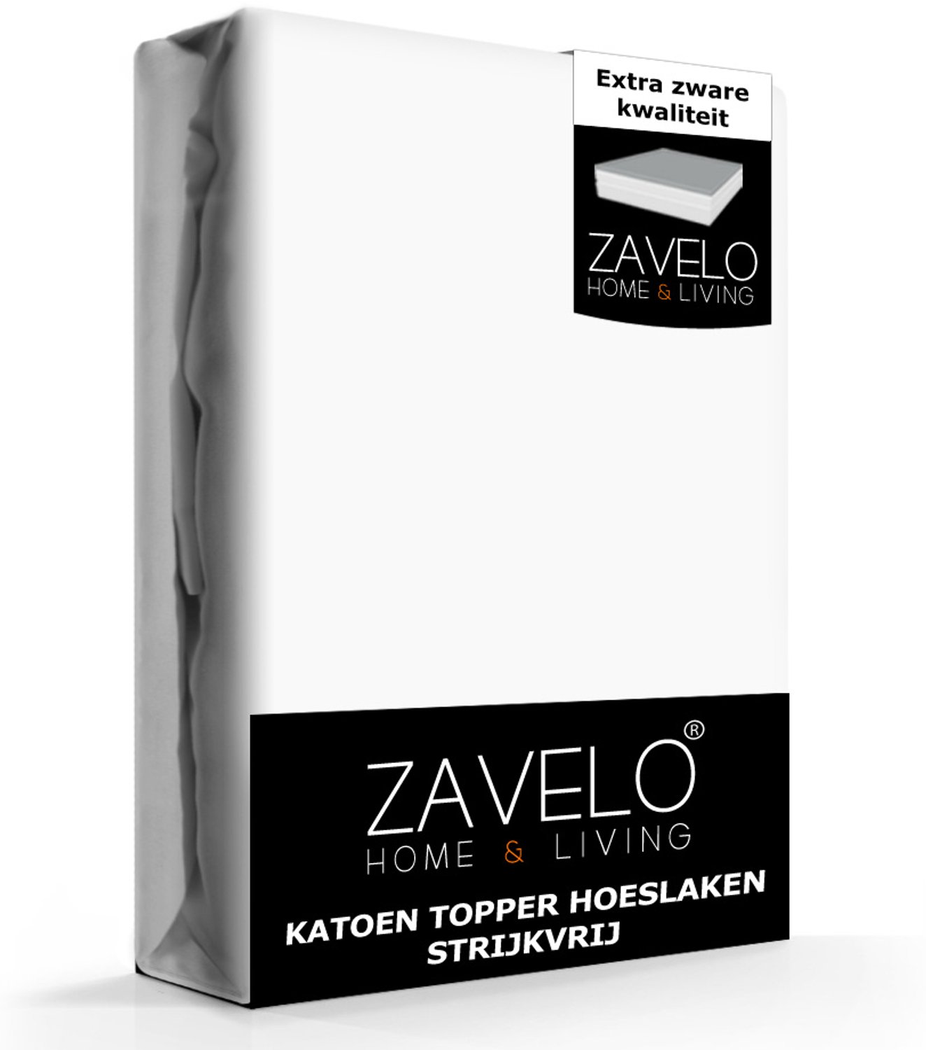 Zavelo Katoen Topper Hoeslaken Strijkvrij Wit-Lits-jumeaux (180x210 cm)