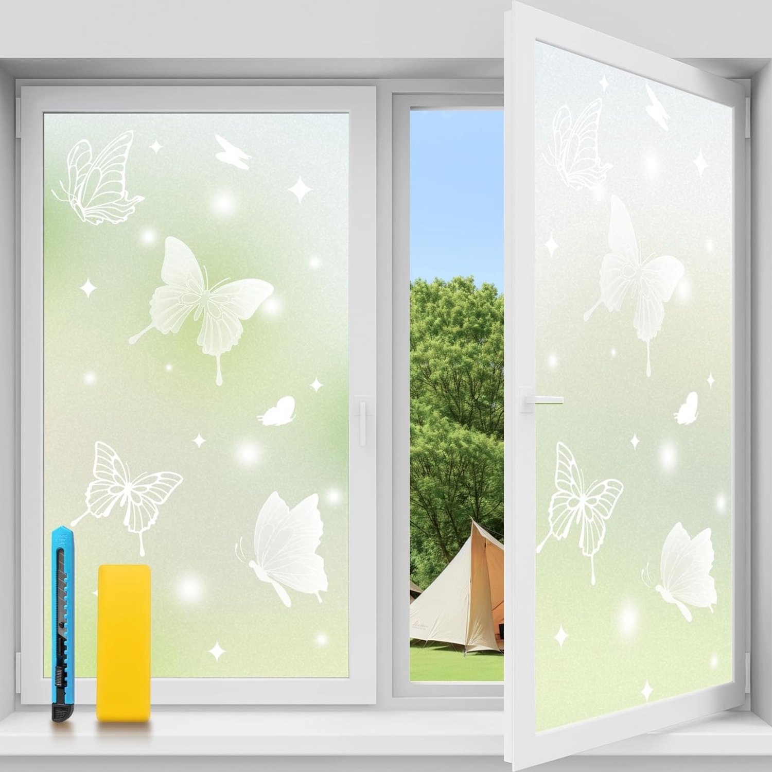 Duraxl Raamfolie - Vlindermotief - 75 x 200 cm Mat