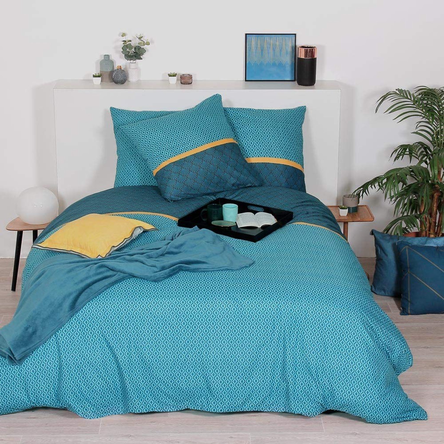 Duraxl Beddengoedset - Microvezel - 240 x 220 cm - Eendenblauw
