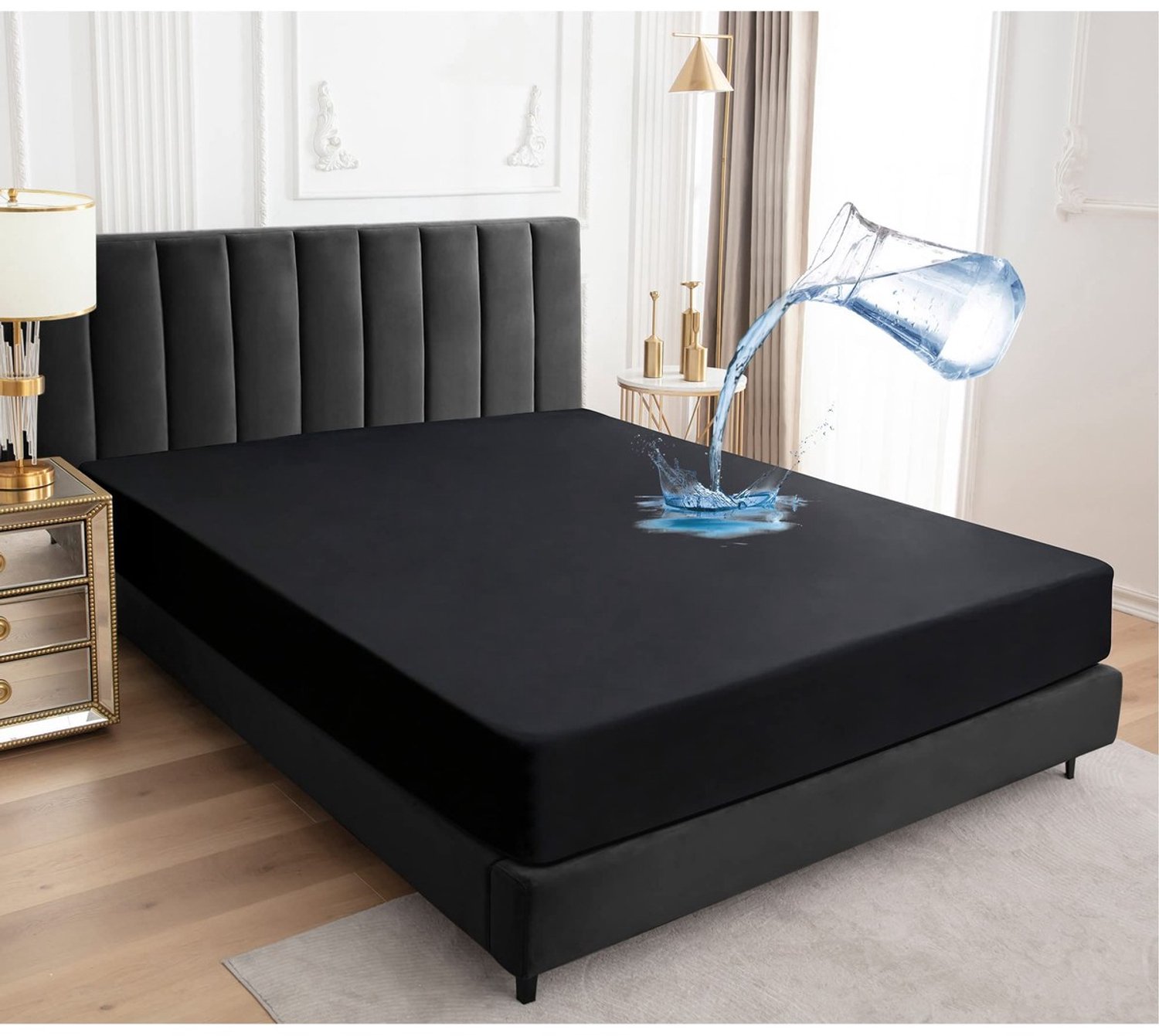Duraxl Hoeslaken - Waterdicht - Zwart - 160 x 200 cm