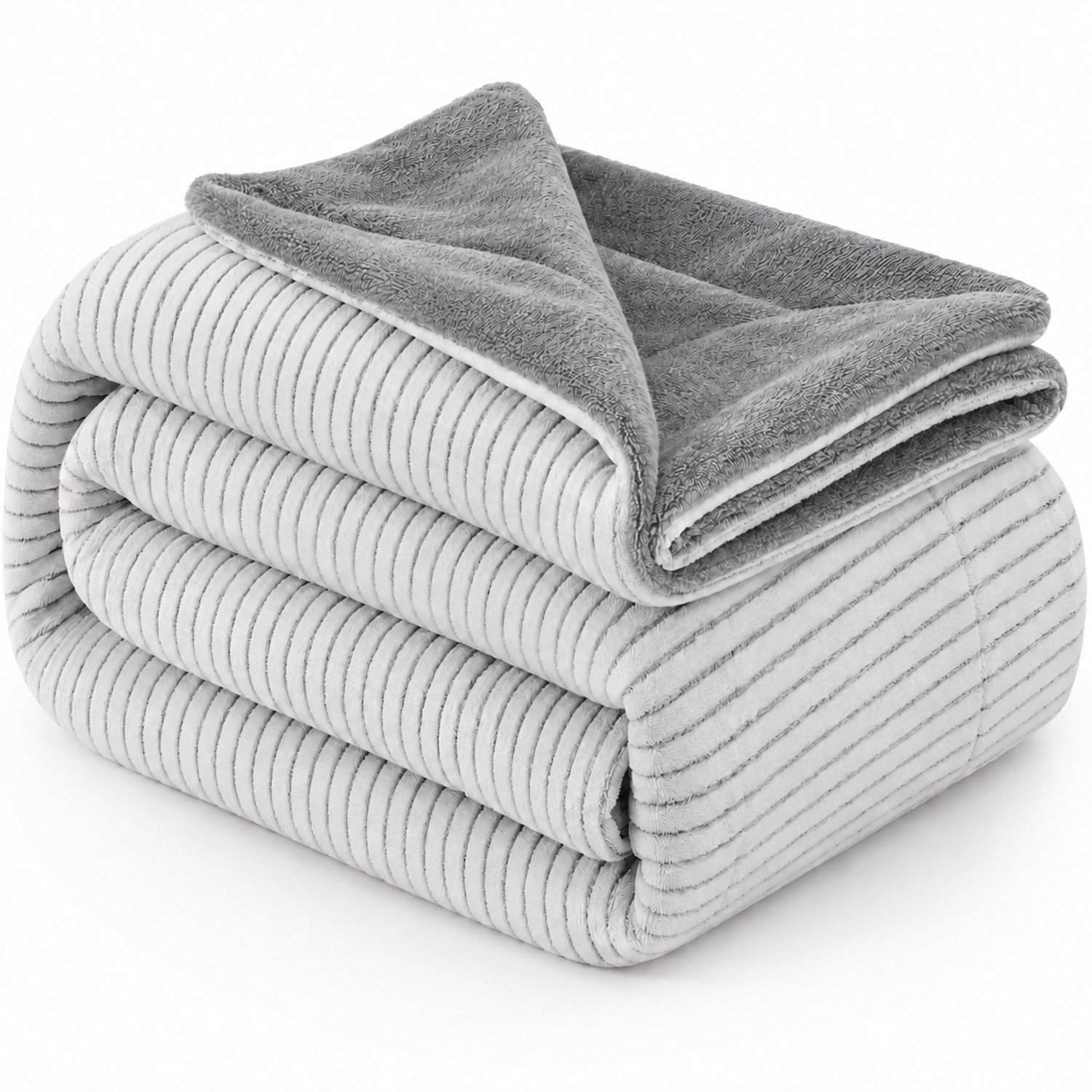 bedlin Luxe Fleece deken - Plaid XL 240x220cm - Triple Layer - Dubbelzijdig - Grijs