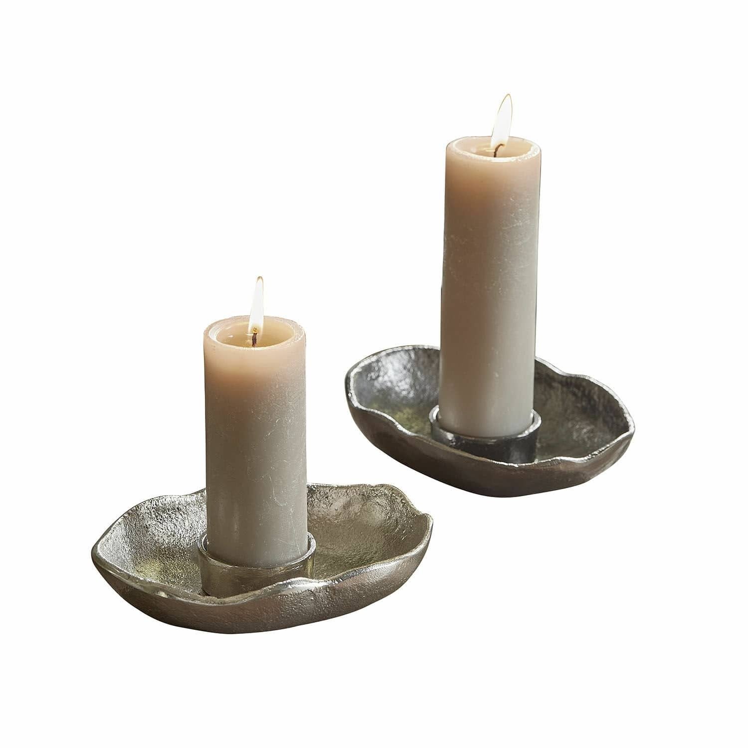 Loberon Kaarsenhouder set van 2 Quilvano zilverkleurig/zwart