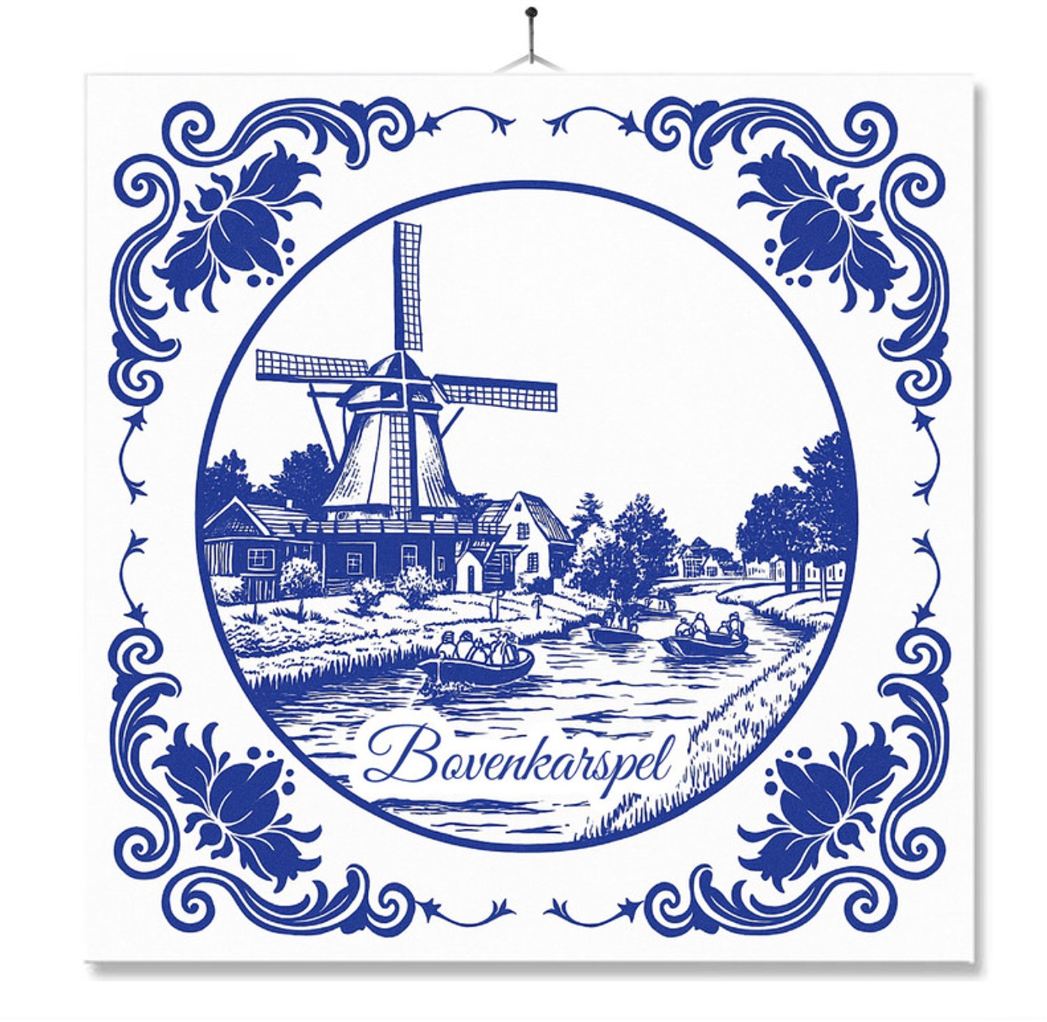 MC Living Tegel Met Opdruk | Bovenkarspel | Delft Blauw | Cadeau | Inclusief Geschenkdoos | Standaard | Ophangsysteem Ontwerp 1