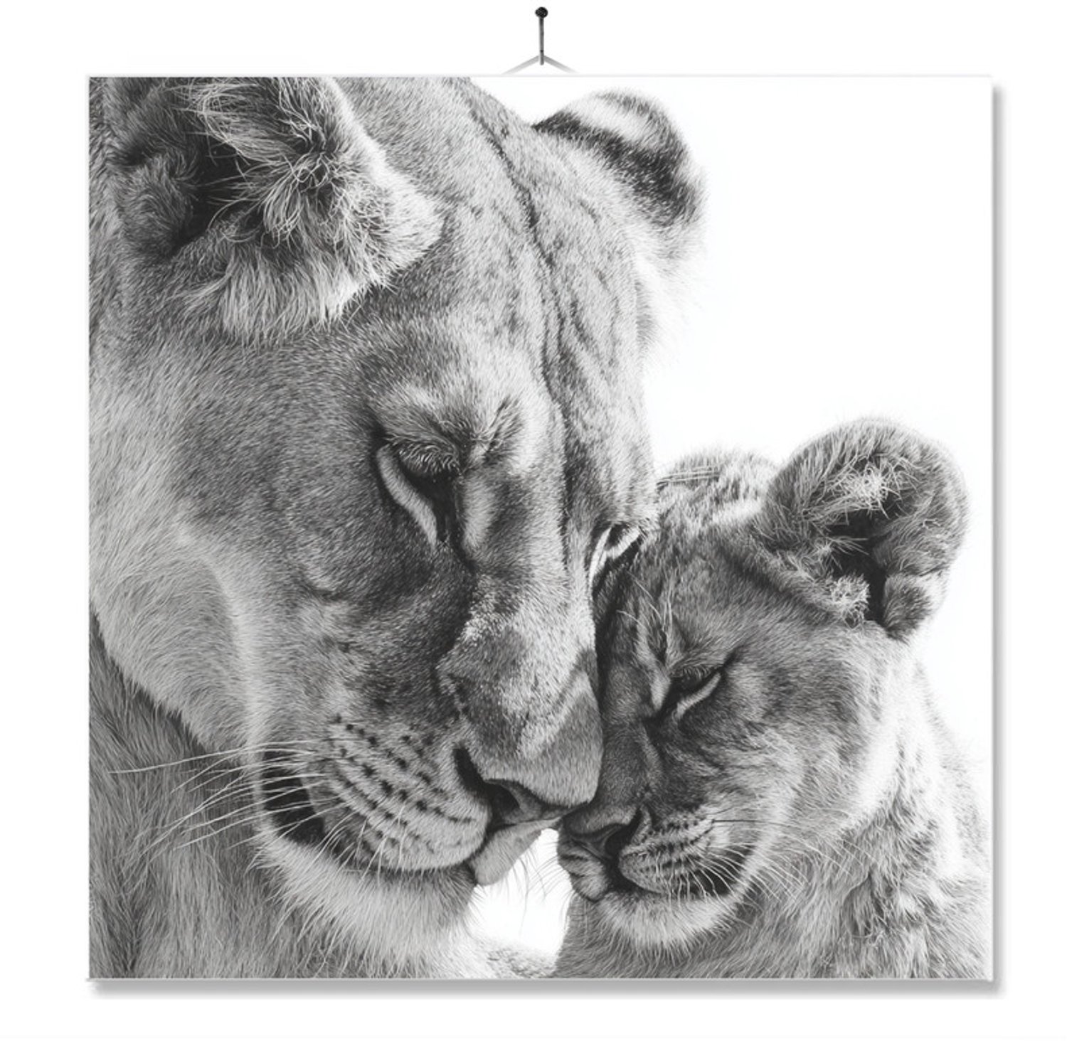 MC Living Tegel Met Opdruk | Leeuwin Met Welpje | Cadeau | Inclusief Geschenkdoos | Standaard | Ophangsysteem Ontwerp 2