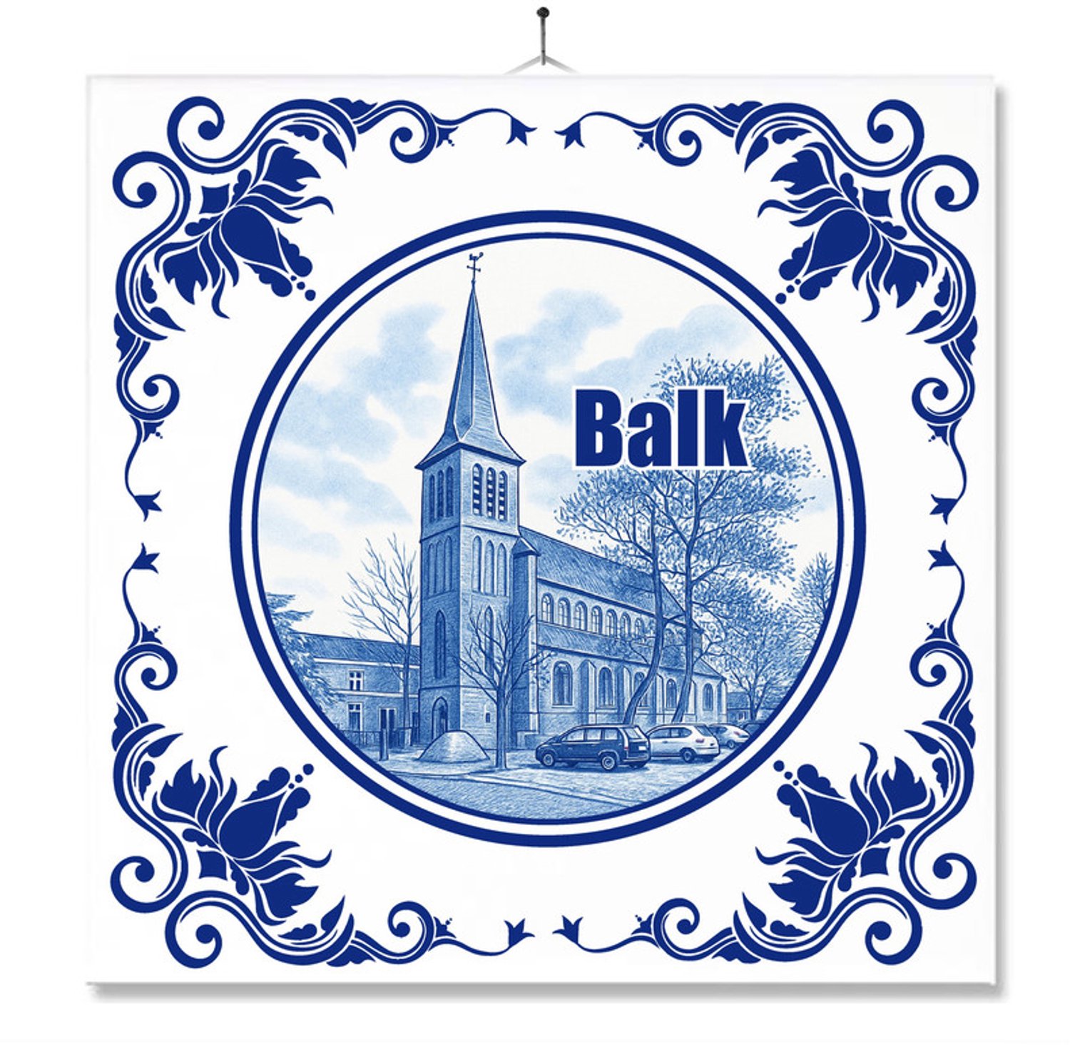 MC Living Tegel Met Opdruk | Balk | Delft Blauw | Cadeau | Inclusief Geschenkdoos | Standaard | Ophangsysteem Ontwerp 1