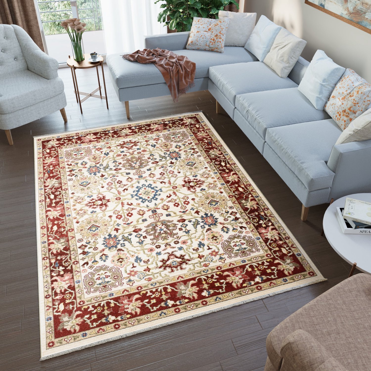 Tapiso Rivoli Vloerkleed Beige Oosters Oriental Tapijt Maat- 140x200 Beige Rood