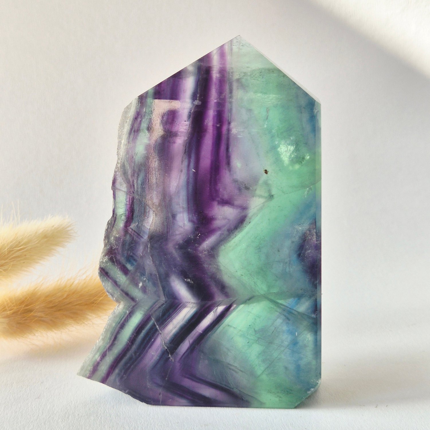 Moonlight Gemstones Candy Fluoriet sculptuur met ruwe rand - 402g Meerkleurig