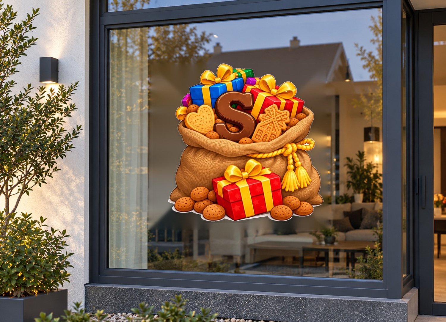 De Stickerman Sinterklaas Raamsticker 50cm Breed Herbruikbaar Weerbestendig (V7) Multi
