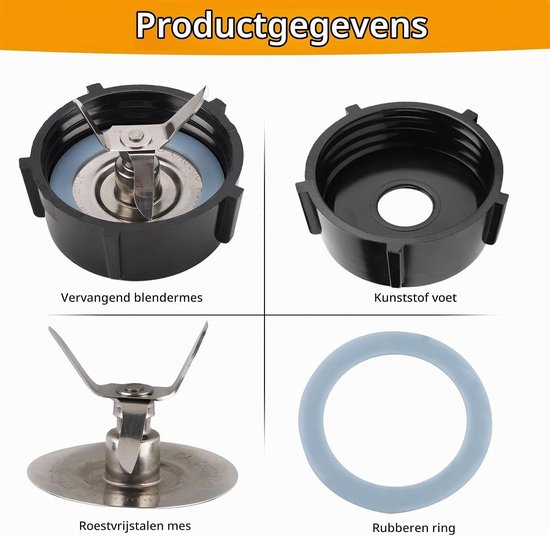 Stainless Steel Blender Mes, Vervangende Blender Onderdelen, Juicer Mes met Ondersealing Ring en Set voor Optimale Mixresultaten — afbeelding 5