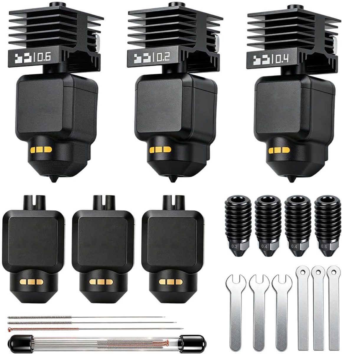 3 stuks 0,2 mm + 0,4 mm + 0,6 mm P2S hotend kit voor Bambu Lab P2S/X2D, hot-end extruder printkop met 3 siliconen - ShopVlot
