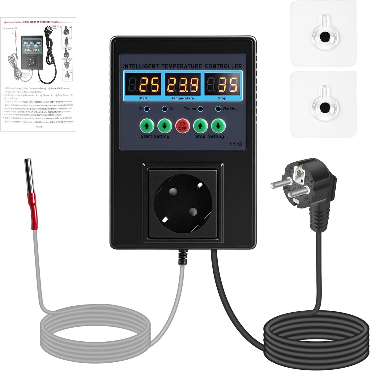 BuyWeek Digital Temperature Controller Heating and Cooling Mode Temperature Controller Digital Thermostat for - ShopVlot