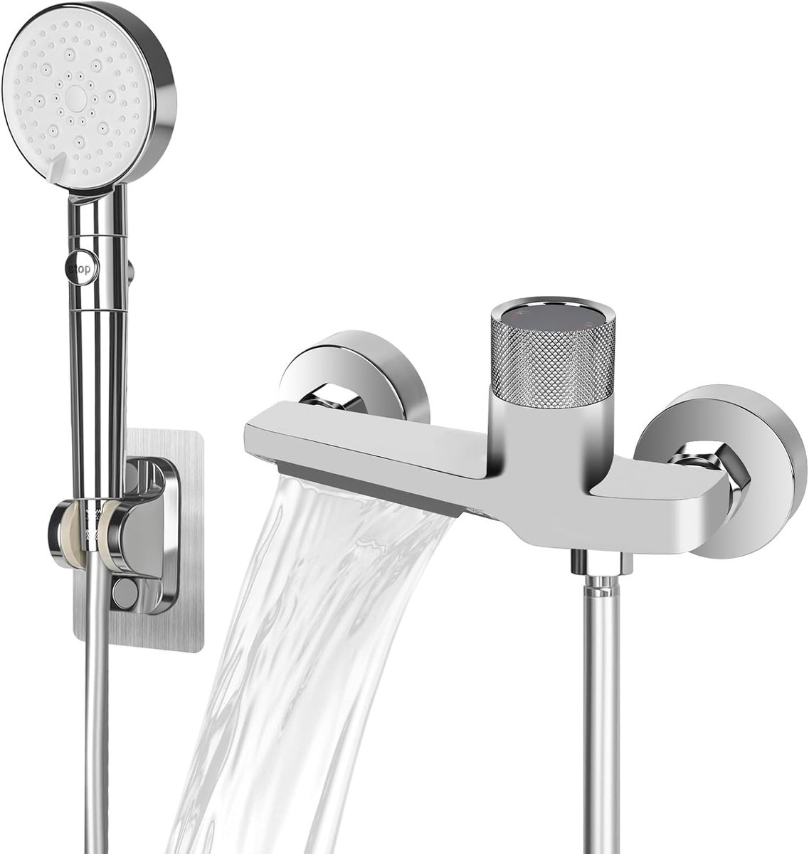 Badkraan met Handdouche - Waterfall Douchekraan - Messing Mengkraan - Ideaal voor Bad en Douche - ShopVlot