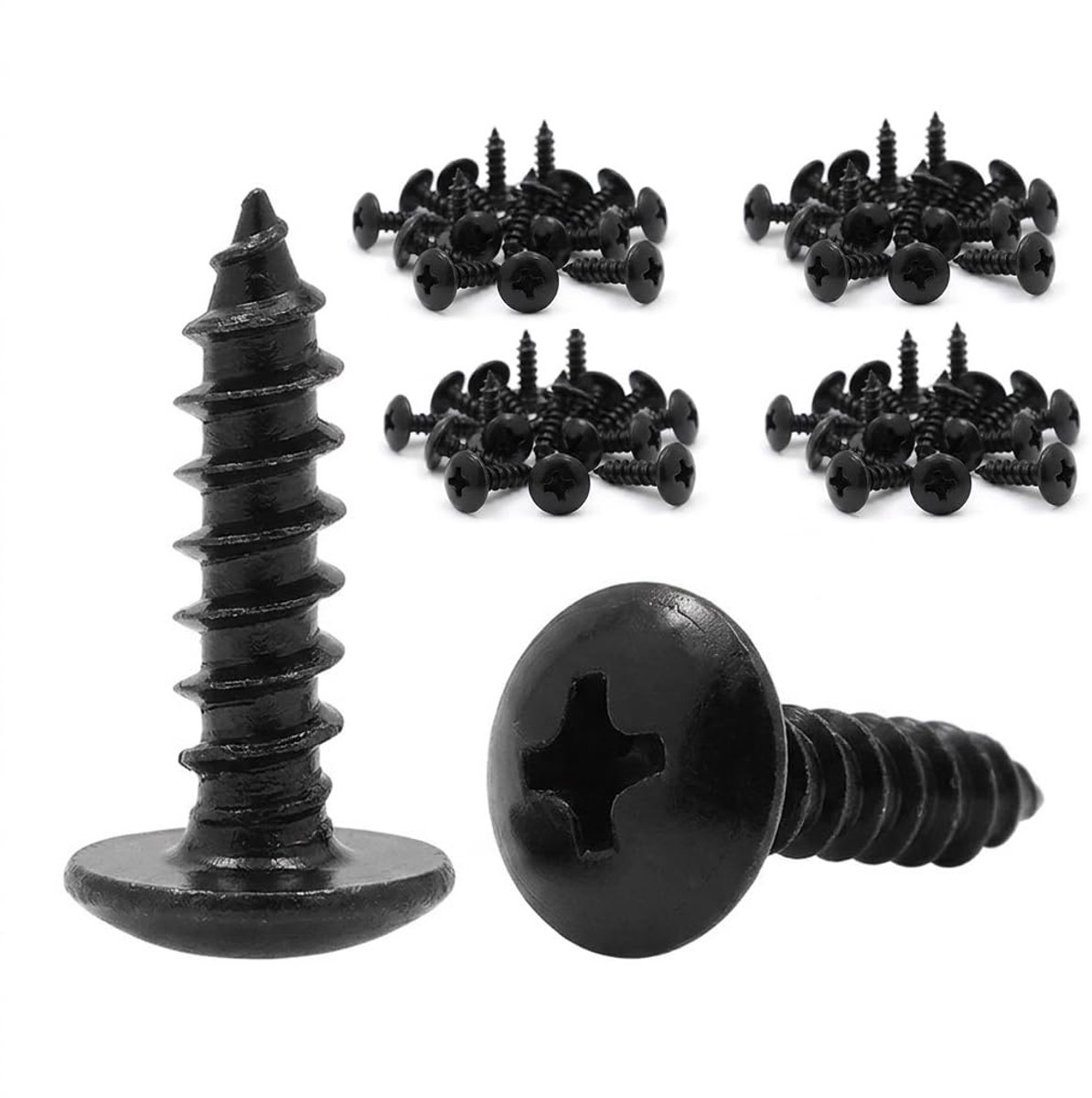 80pcs Wood Screws M5 x 16mm Black Self Tapping Screws Metal Phillips Self Tapping Screws Stainless Steel Carbon Steel - ShopVlot