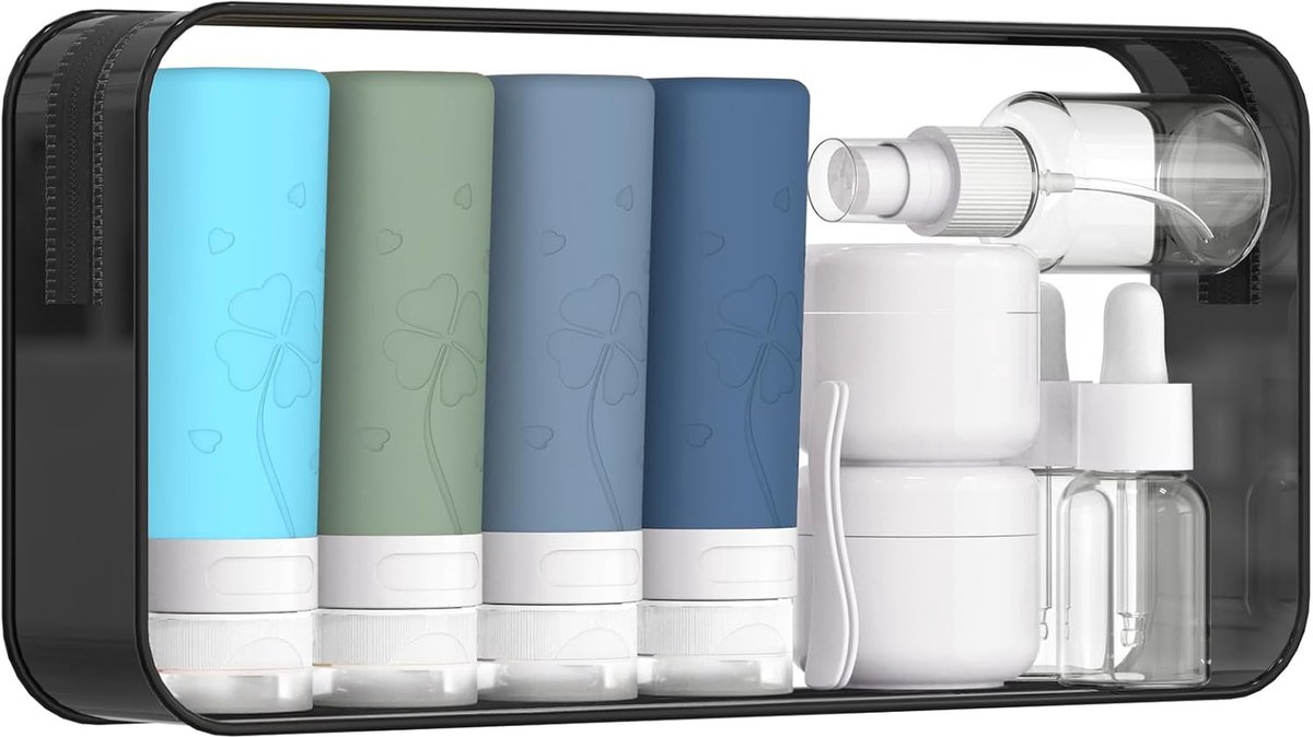 SnelShoppen - Silicone Reistubes 90ml, Set van 12 Levensmiddelencontainers voor Shampoo, Conditioner, Lotion en Cosmetica - Lekvrije Reisflesjes voor