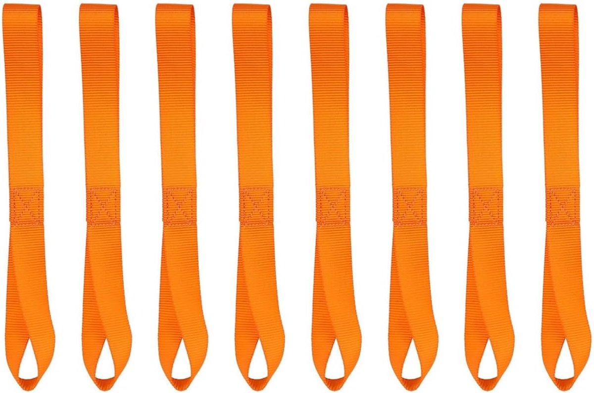 8 stuks 30 cm bevestigingslussen (25 mm) – dubbele riemlussen voor voertuigtransport (auto's, motoren, fietsen)