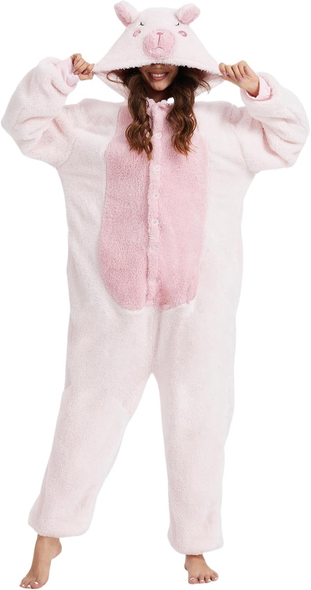 Panda jumpsuit voor dames, dier, oversized, behaaglijk, pyjama voor heren, lang, met capuchon, uniseks, dierenkostuum, nachtkleding, winter, pluche jumpsuit