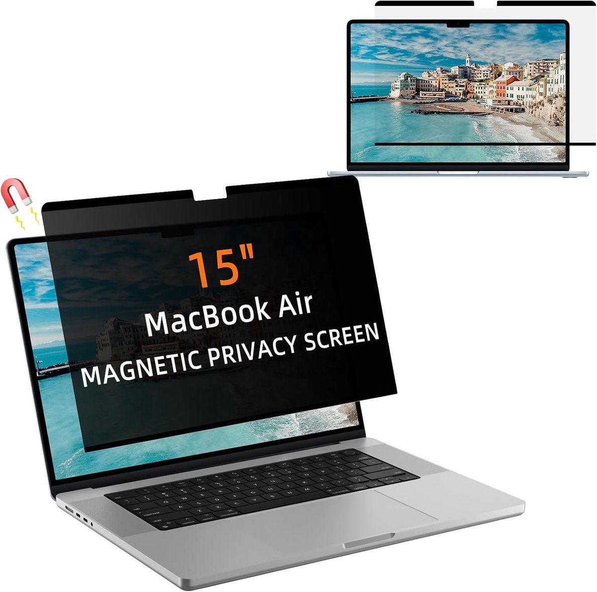 Inkijkbescherming voor MacBook Air 15 inch, afneembare privacyfolie, anti-blauw licht, verblindingsbescherming, displaybescherming voor MacBook Air 15 inch